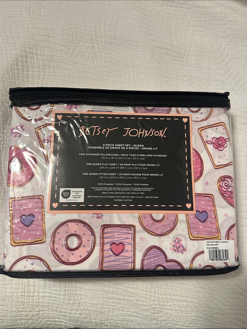 Betsey Johnson Pink & Purple Donut and Pastry Queen Sheet Set